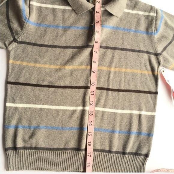 The Childrens Place Gray Striped Polo Sweater S 5 Cotton Blend Long Sleeve - Picture 6 of 6